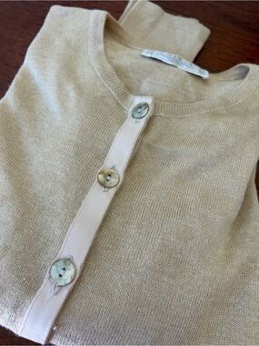 Shirin Guild Linen Silk Cardigan Oatmeal Made in Scotland